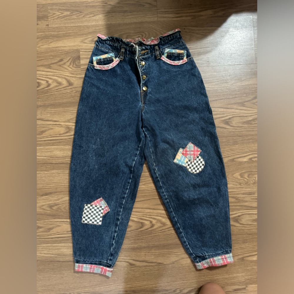 High-Rise Patchwork Dark Wash Women’s Jeans